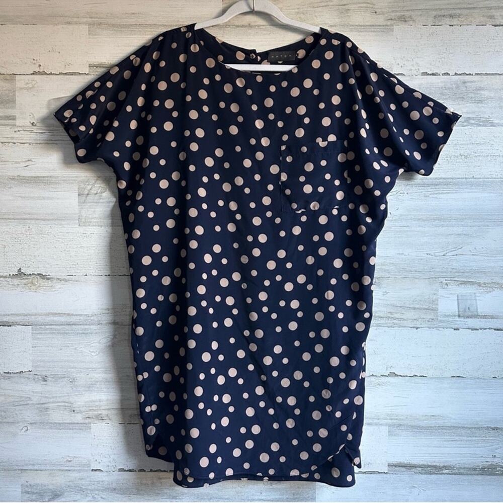 HATCH Navy Blue Polka Dot Maternity Short Sleeve Blouse Button Back Small - Picture 1 of 12